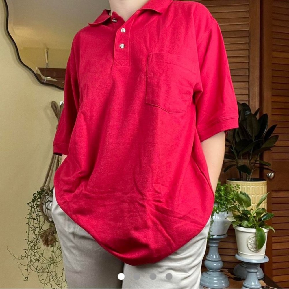 Bright red plain polo shirt